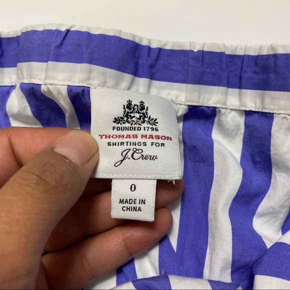 Thomas Mason J.Crew Shirt Womens 0 Striped Off Shoulder Preppy Old Money - Picture 5 of 7